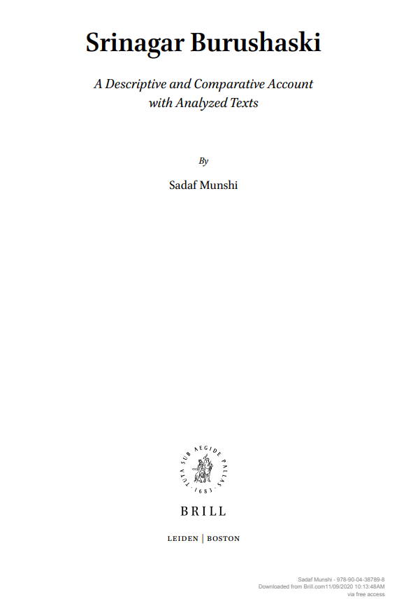 Srinagar Burushaski by Sadaf Munshi